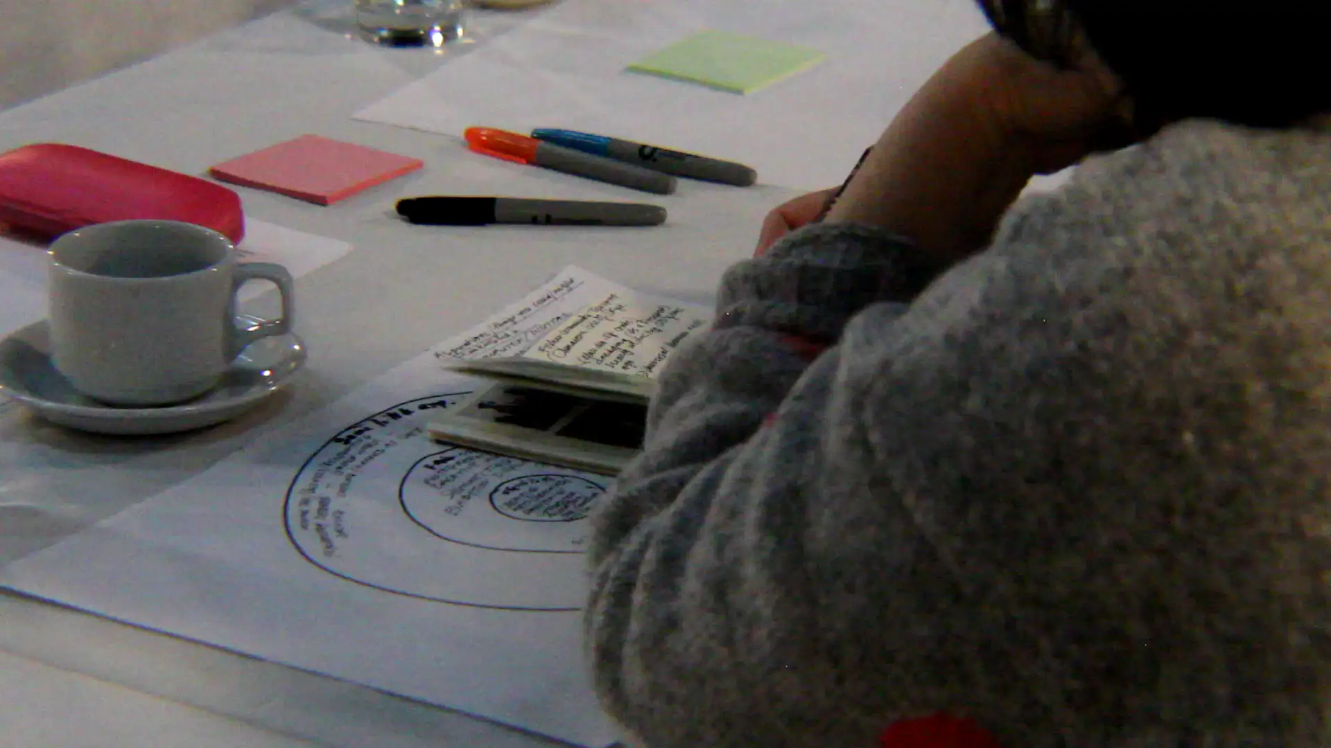 Workshop materials on a table at a Coastal Community Leaders session