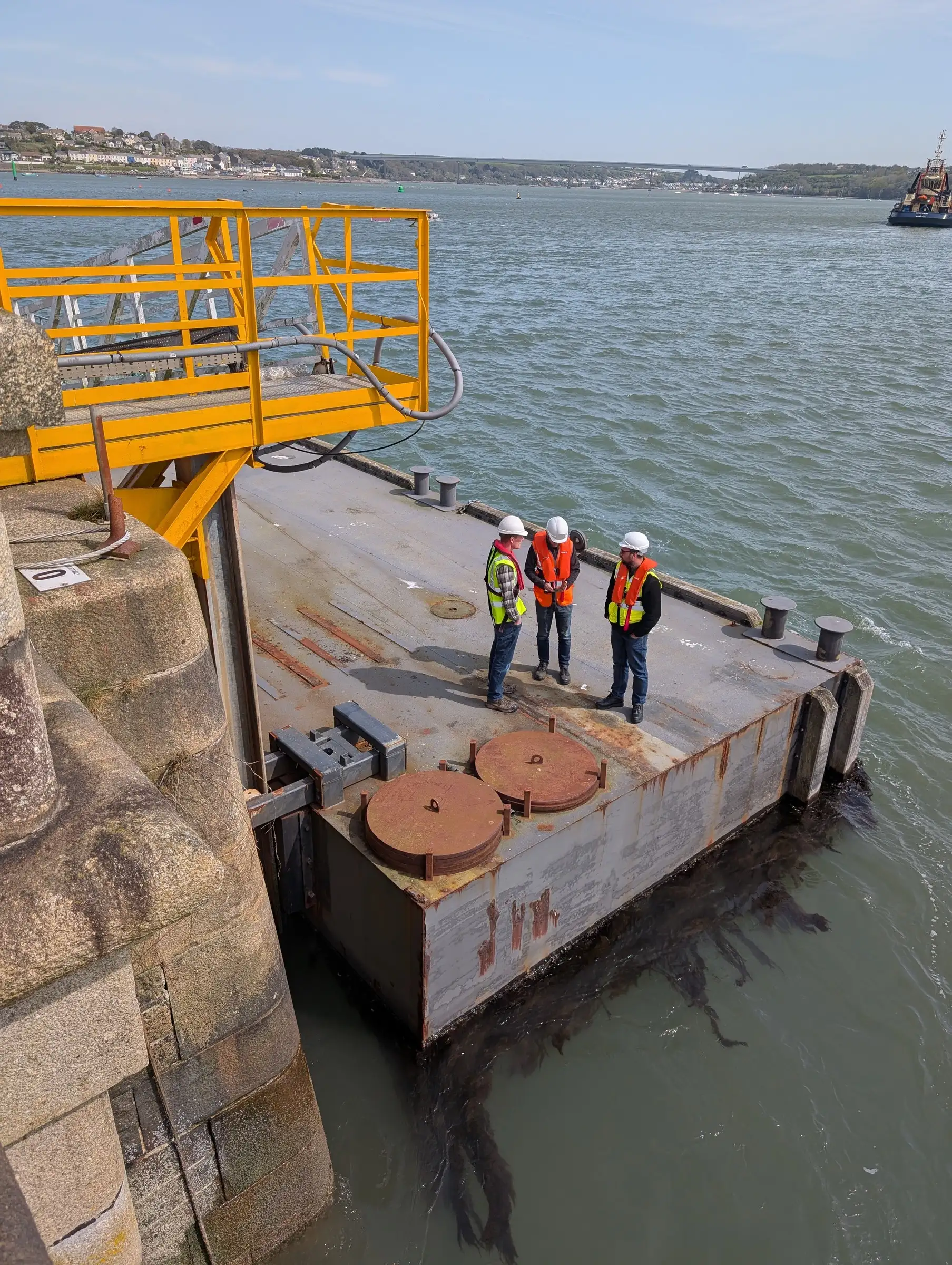 Person on a quayside at the Port of Grimsby with monitoring equipment